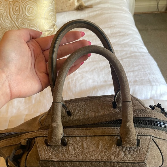 Alexander Wang Emile Suede Satchel Croc Embossed Leather olive green - Picture 8 of 11